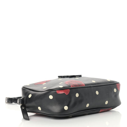 Saint Laurent Calfskin Rose Print Monogram Lou Camera Bag Black 4 of 14