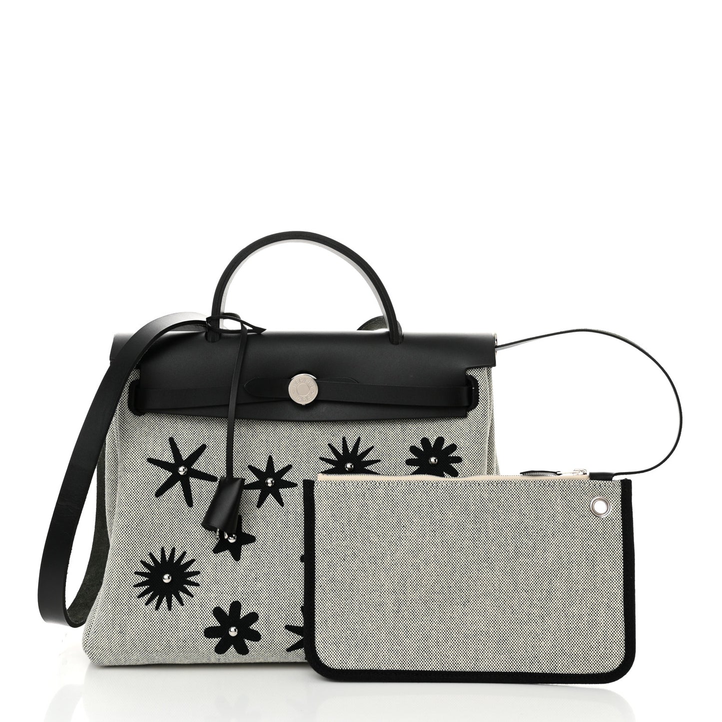 H Plume Canvas Vache Hunter Circuit Rider Hobnailed Herbag Zip Retourne 31 PM Black Ecru