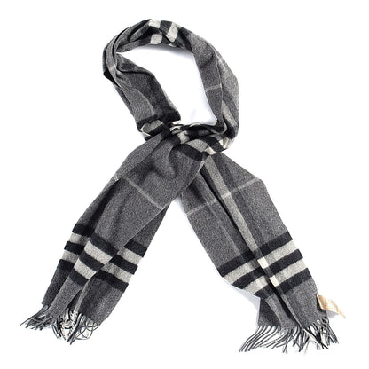 Burberry Cashmere Giant Check Fringe Scarf Grey 1 of 4