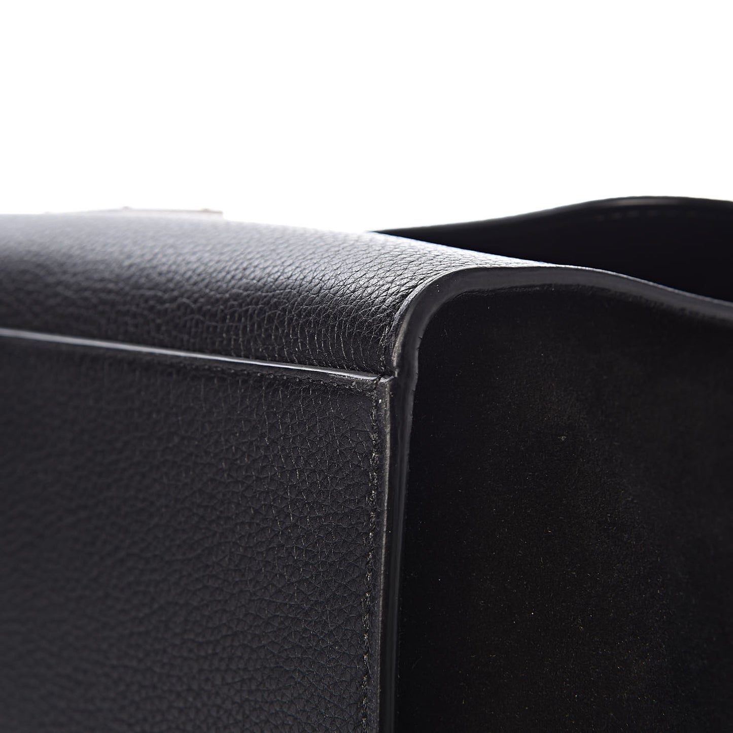 Drummed Calfskin Suede Large Trapeze Black