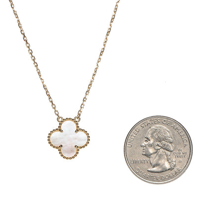 Van Cleef & Arpels 18K Yellow Gold Mother of Pearl Vintage Alhambra Pendant Necklace 3 of 5