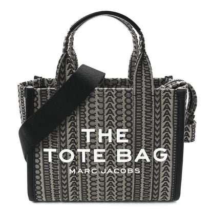 Marc Jacobs Cotton Jacquard Monogram Mini The Traveler Tote Bag Beige Multicolor 1 of 12
