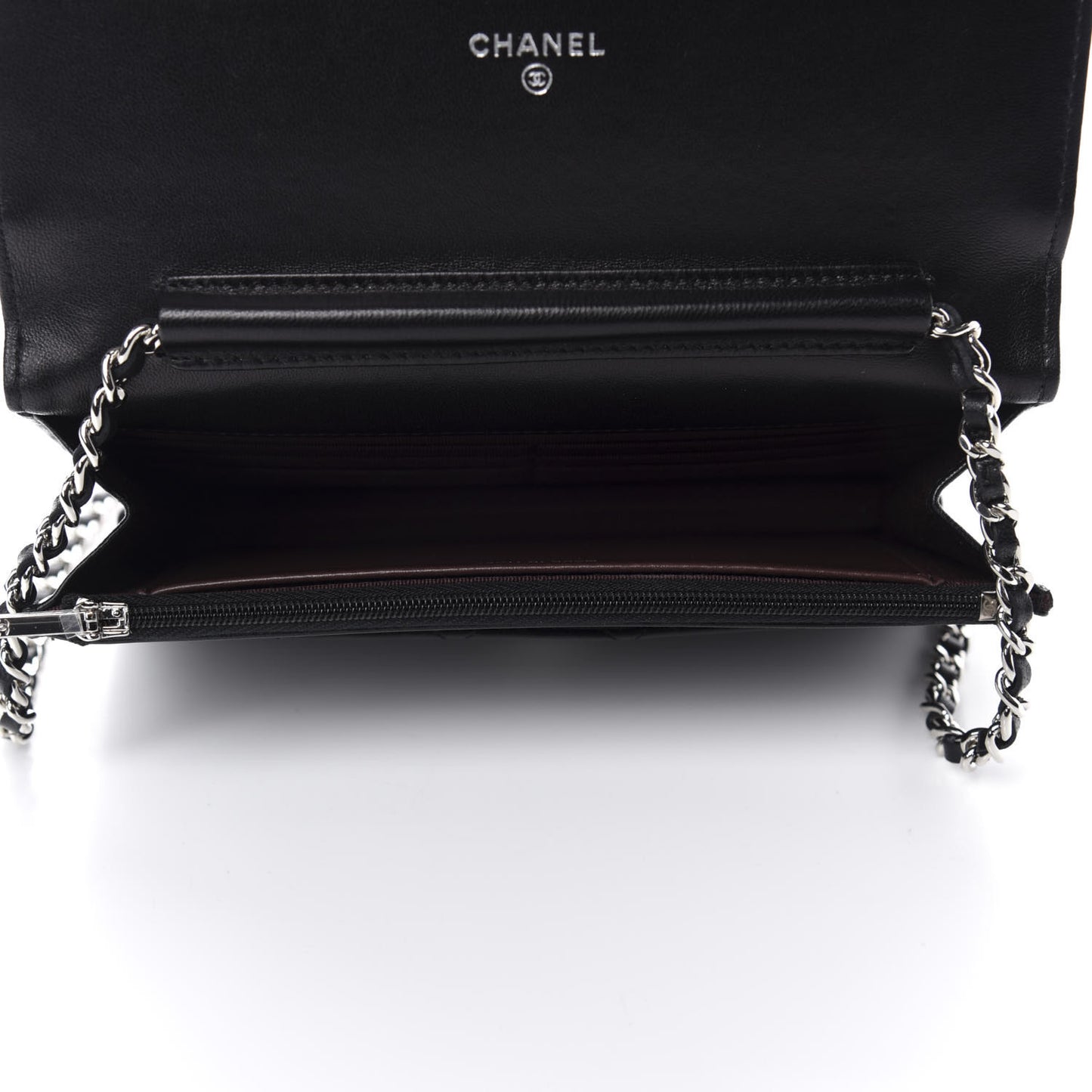 Lambskin Quilted Wallet On Chain WOC Black