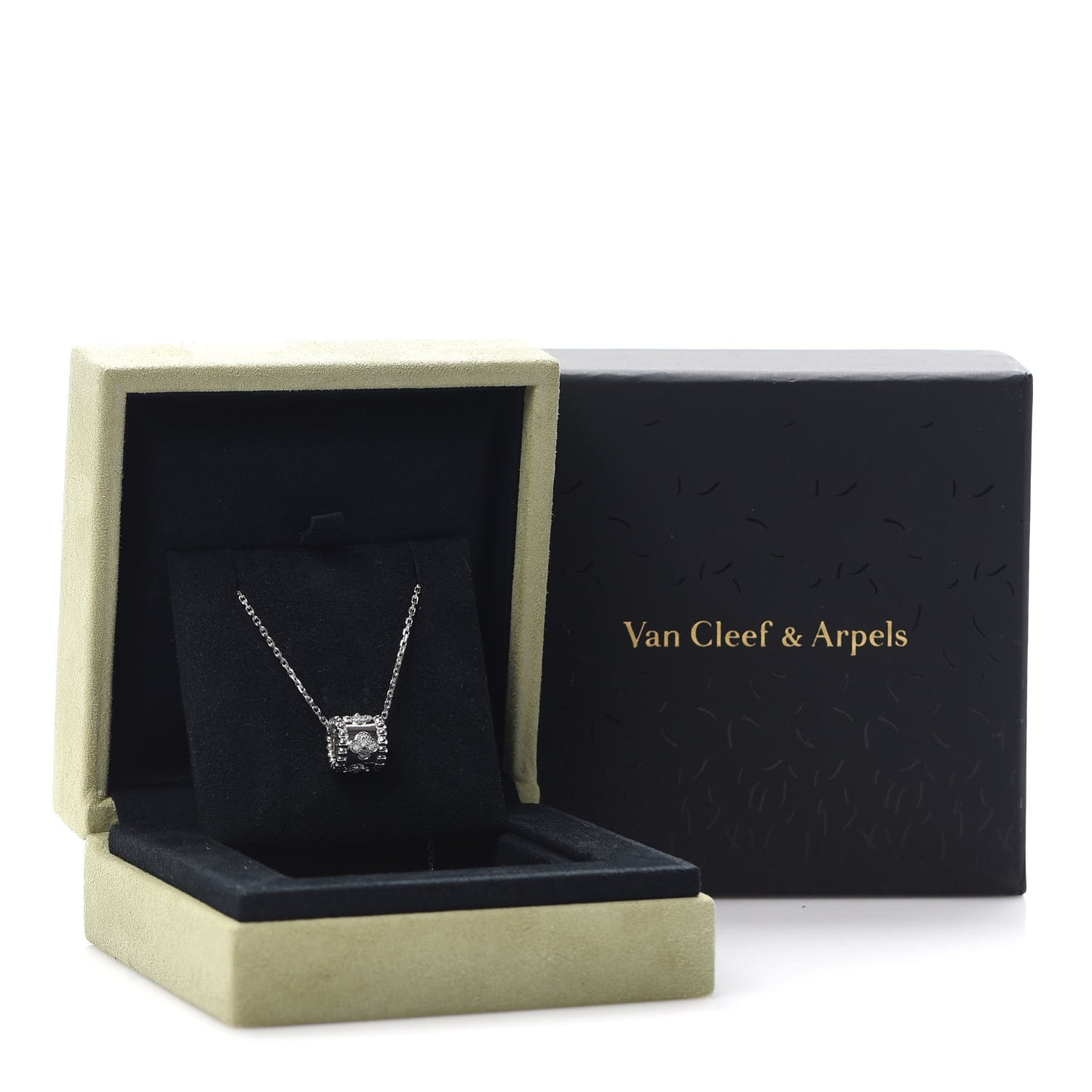 18K White Gold Diamond Small Perlee Clovers Pendant Necklace