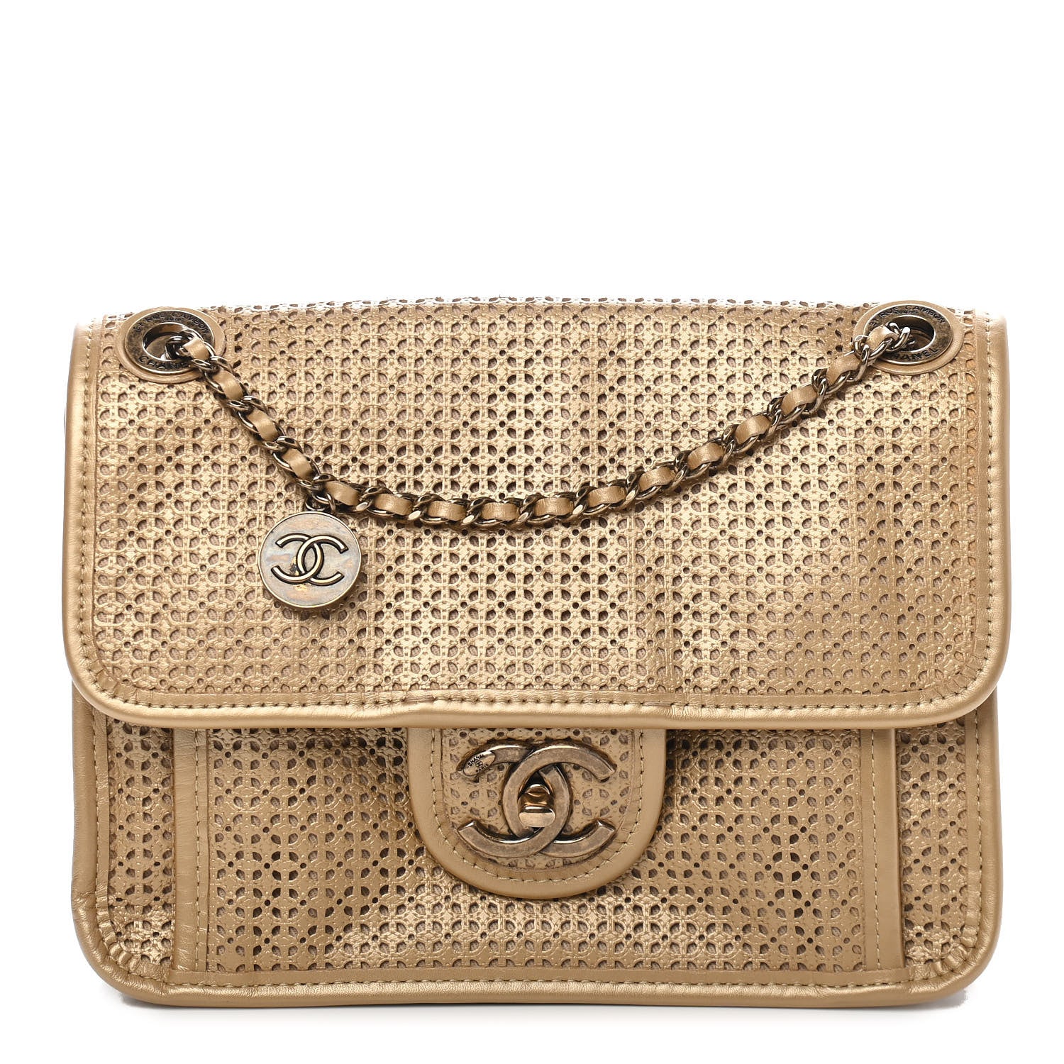 Chanel Metallic Perforated Calfskin Small Up In The Air Flap Gold 1 of 9