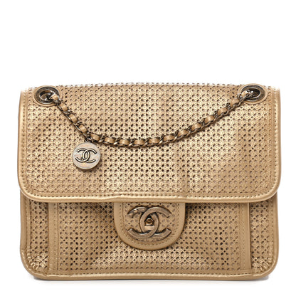 Chanel Metallic Perforated Calfskin Small Up In The Air Flap Gold 1 of 9