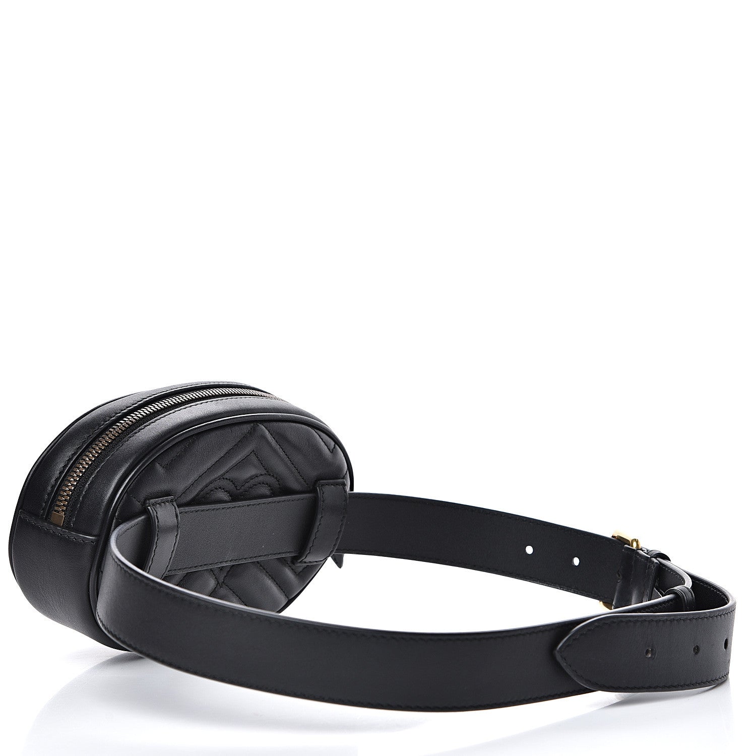 Gucci Calfskin Matelasse GG Marmont Belt Bag 85 34 Black 2 of 11