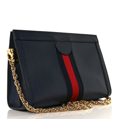Gucci Textured Calfskin Web Small Ophidia Chain Shoulder Bag Blue Agata 3 of 9