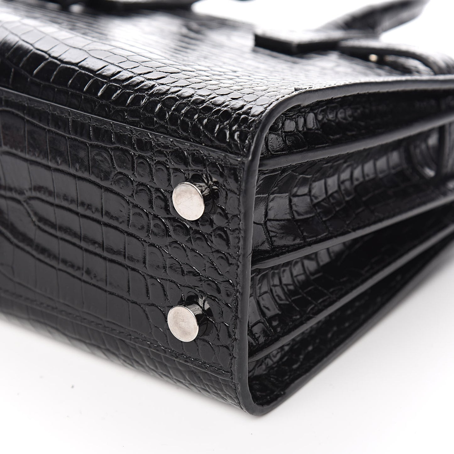 Calfskin Crocodile Embossed Nano Sac De Jour Black