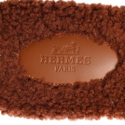 Hermes Woolskin Oran Sandals 40 Cognac 7 of 7