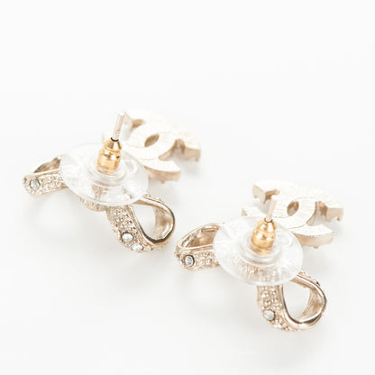Chanel Crystal CC Bow Drop Earrings Gold 3 of 4