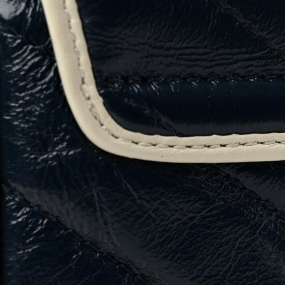 Gucci Vintage Effect Calfskin Matelasse Diagonal Super Mini Torchon GG Marmont Shoulder Bag Blue Agata Mystic White 12 of 12