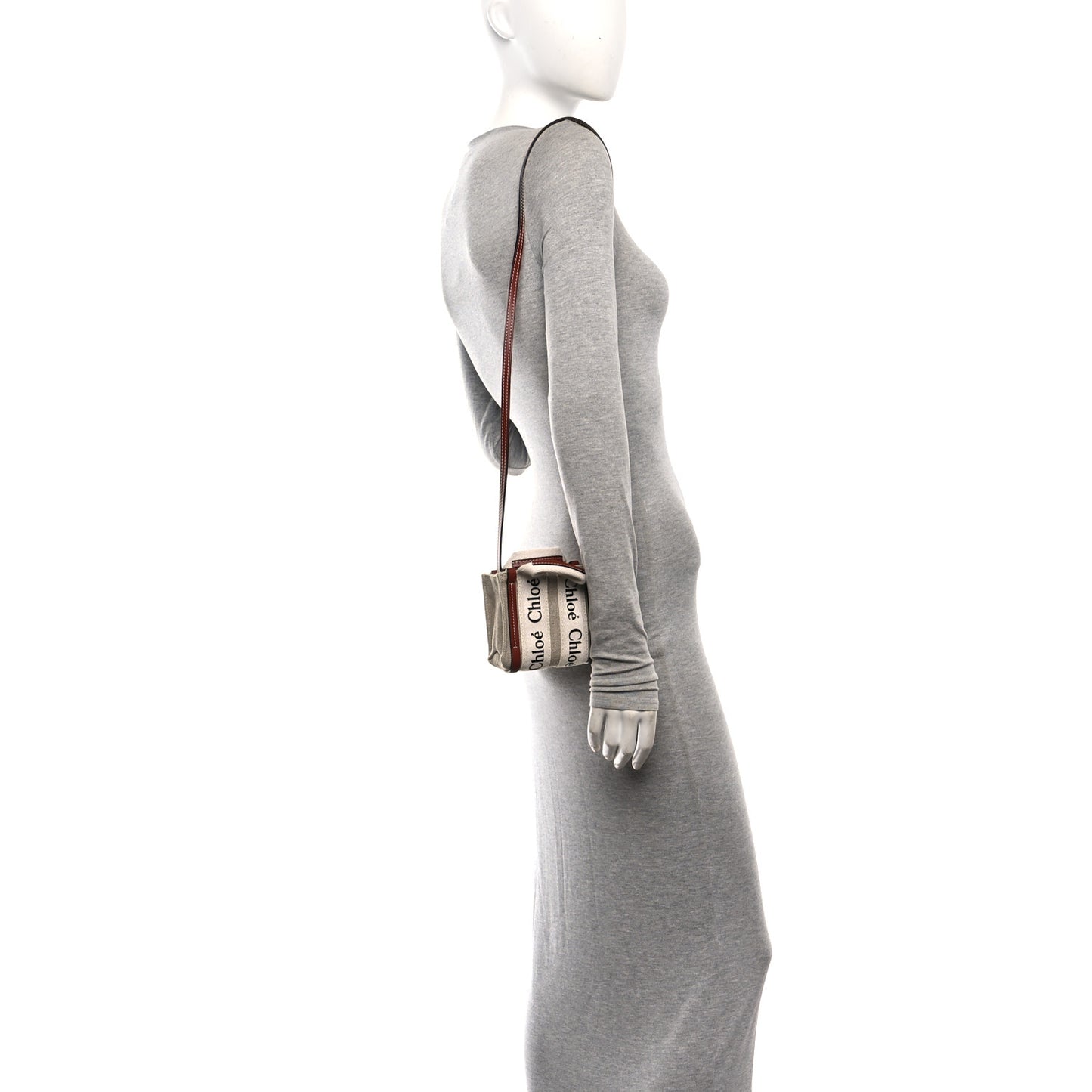 Cotton Calfskin Nano Woody Ribbon Tote White Brown