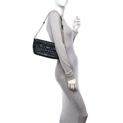 Christian Dior Lambskin Macrocannage DiorStar Hobo Bag Black 2 of 11