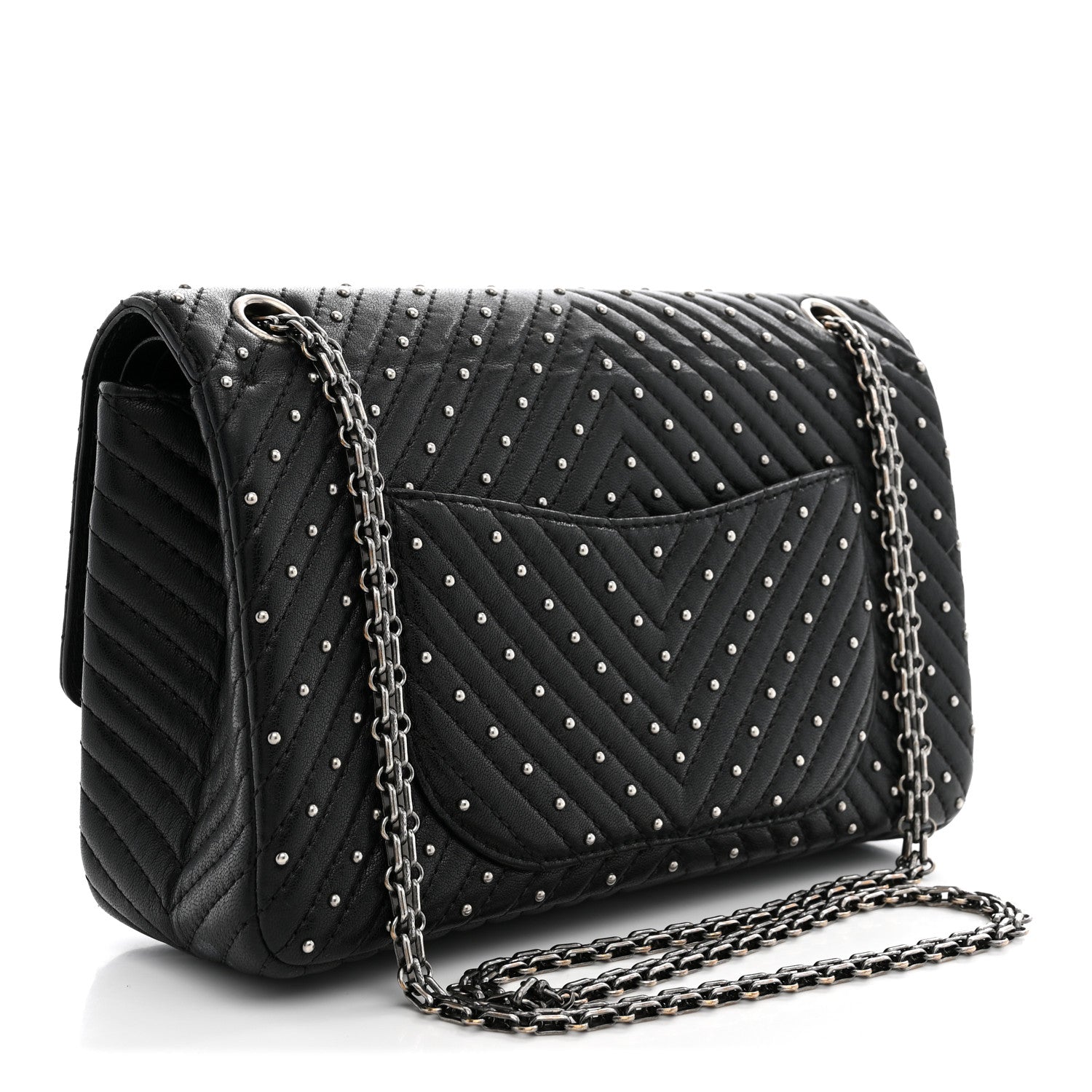 Chanel Sheepskin Chevron Quilted Studded 2.55 Reissue 226 Flap Black 2 of 11