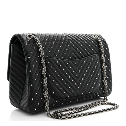 Chanel Sheepskin Chevron Quilted Studded 2.55 Reissue 226 Flap Black 2 of 11