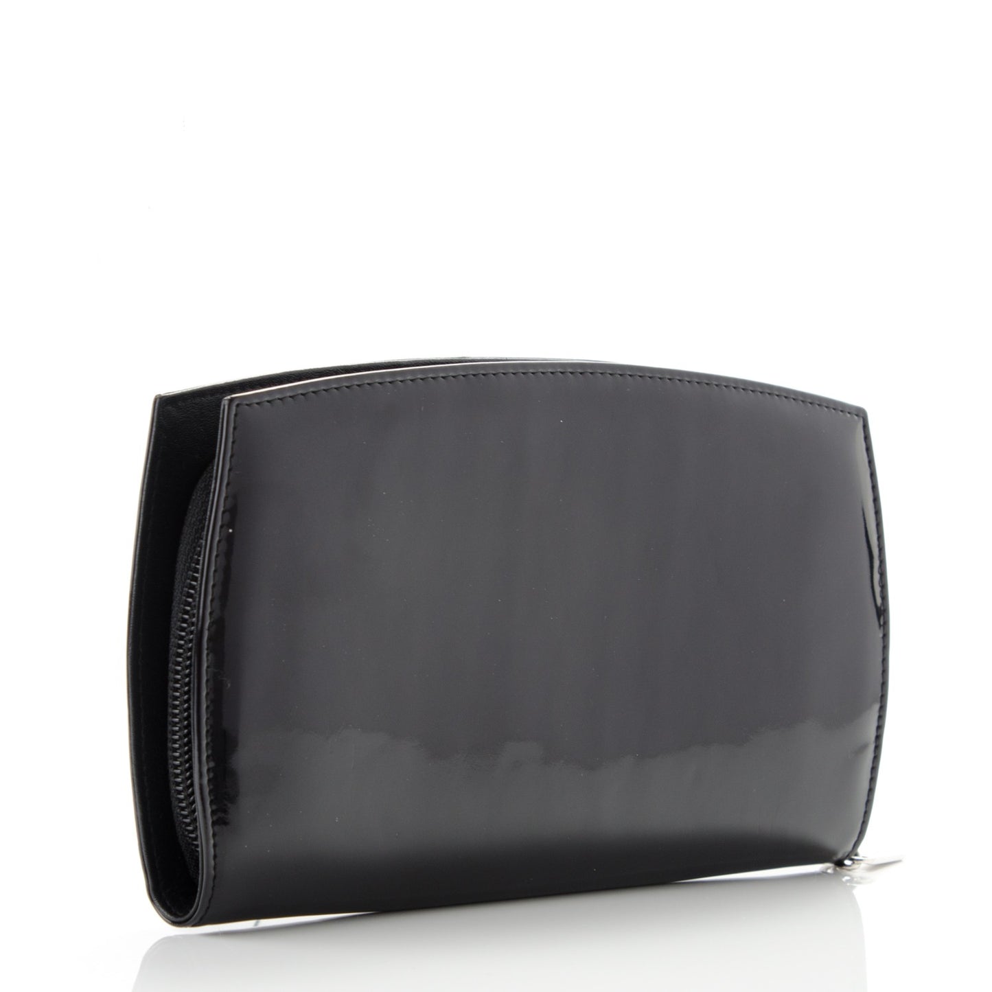 Patent Large CC Compact Zip Gusset Wallet Black