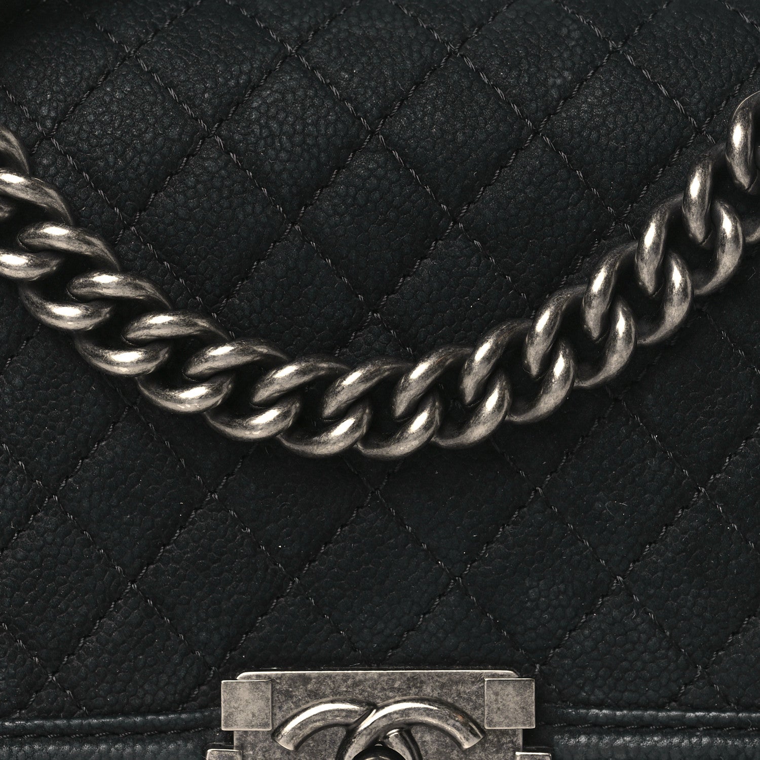 Chanel Bullskin Suede Caviar Quilted Medium Boy Flap Black 8 of 11