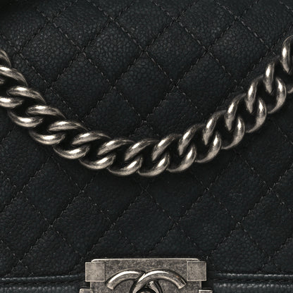 Chanel Bullskin Suede Caviar Quilted Medium Boy Flap Black 8 of 11