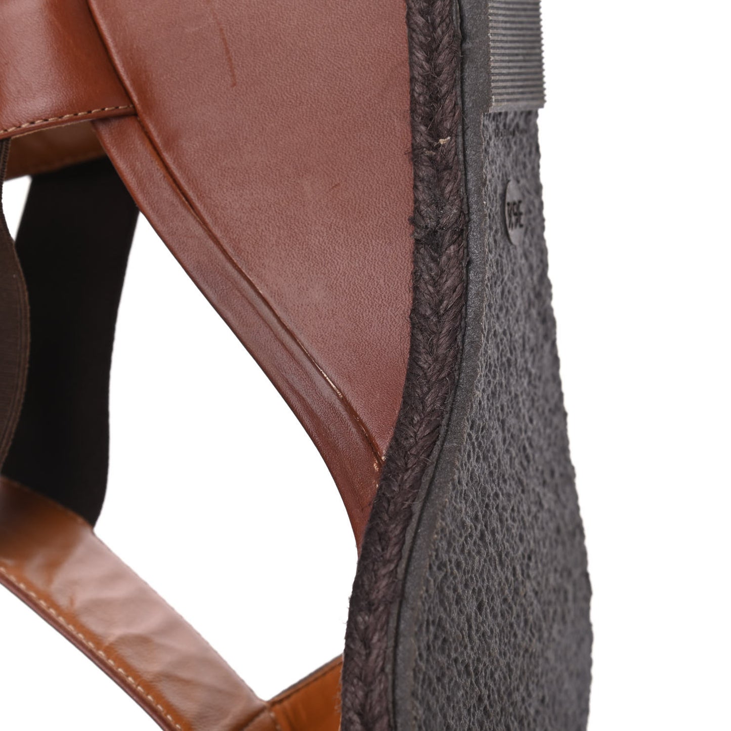 Calfskin Elastic T-Strap Wedge Sandals 36.5 Tobacco