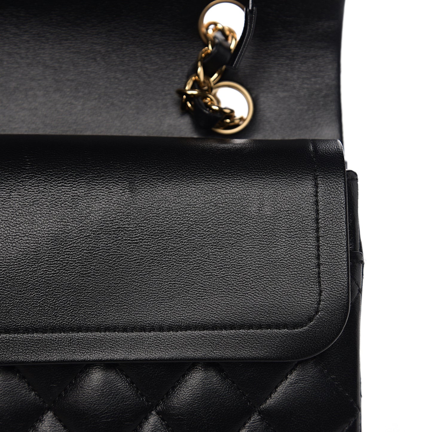 Lambskin Quilted Medium Double Flap Black