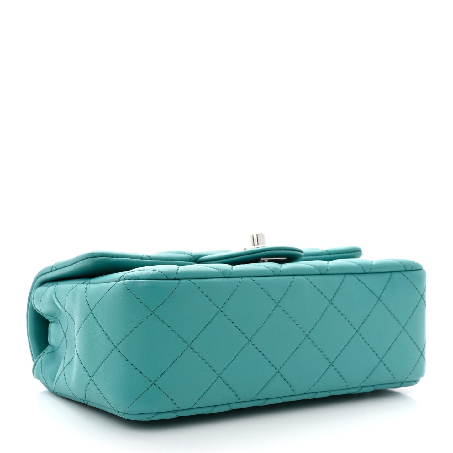 Lambskin Quilted Mini Rectangular Flap Turquoise