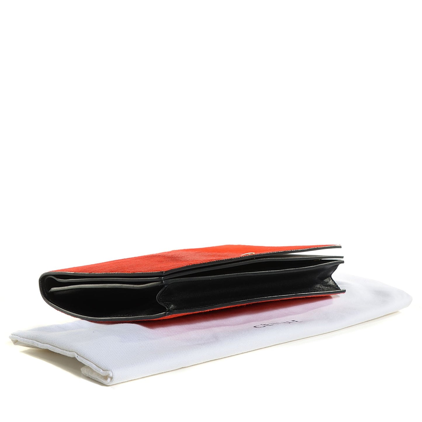 Calfskin Pony Hair Flap Clutch Vermillion