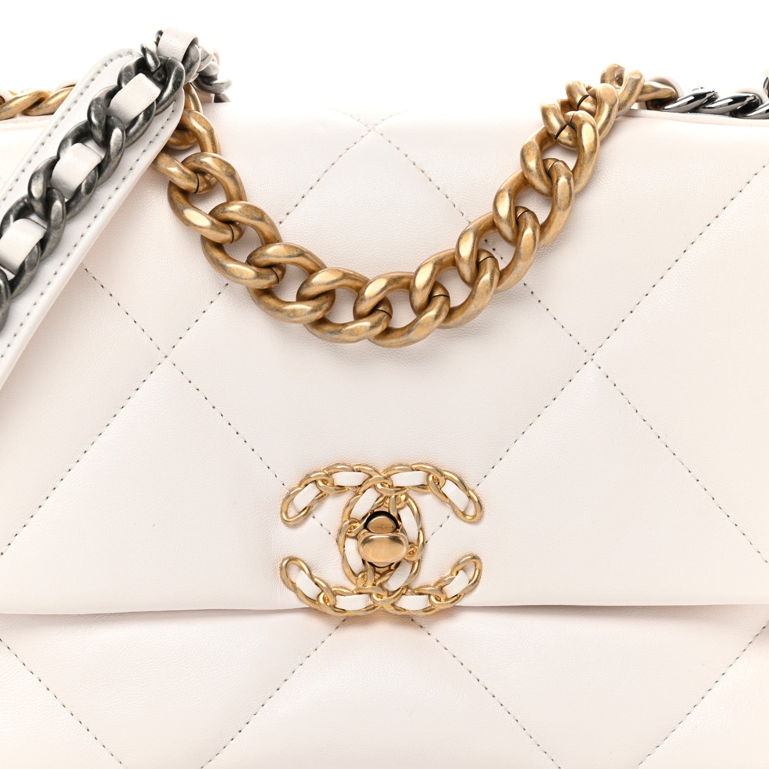 Chanel Lambskin Quilted Medium Chanel 19 Flap White 8 of 14