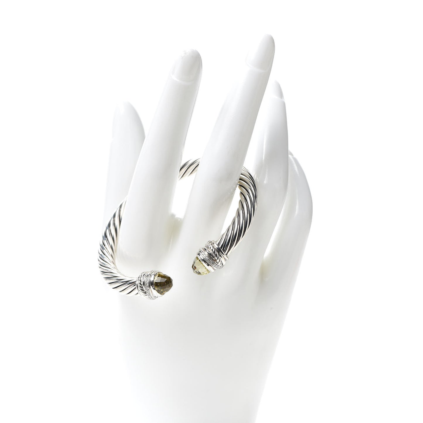 Sterling Silver Diamond Lemon Citrine 7mm Cable Crossover Bracelet