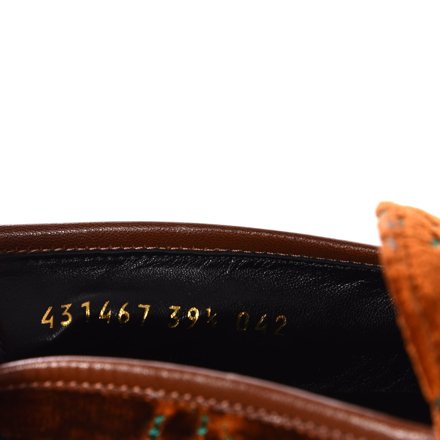 Velvet GG Monogram Horsebit Womens Jordaan Loafers 39.5 Cognac Green