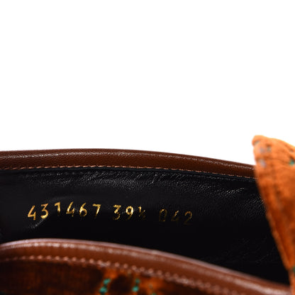 Gucci Velvet GG Monogram Horsebit Womens Jordaan Loafers 39.5 Cognac Green 10 of 11