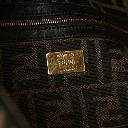 Fendi Fabric Jacquard FF 1974 Large Baguette Tobacco Moro Black 6 of 11