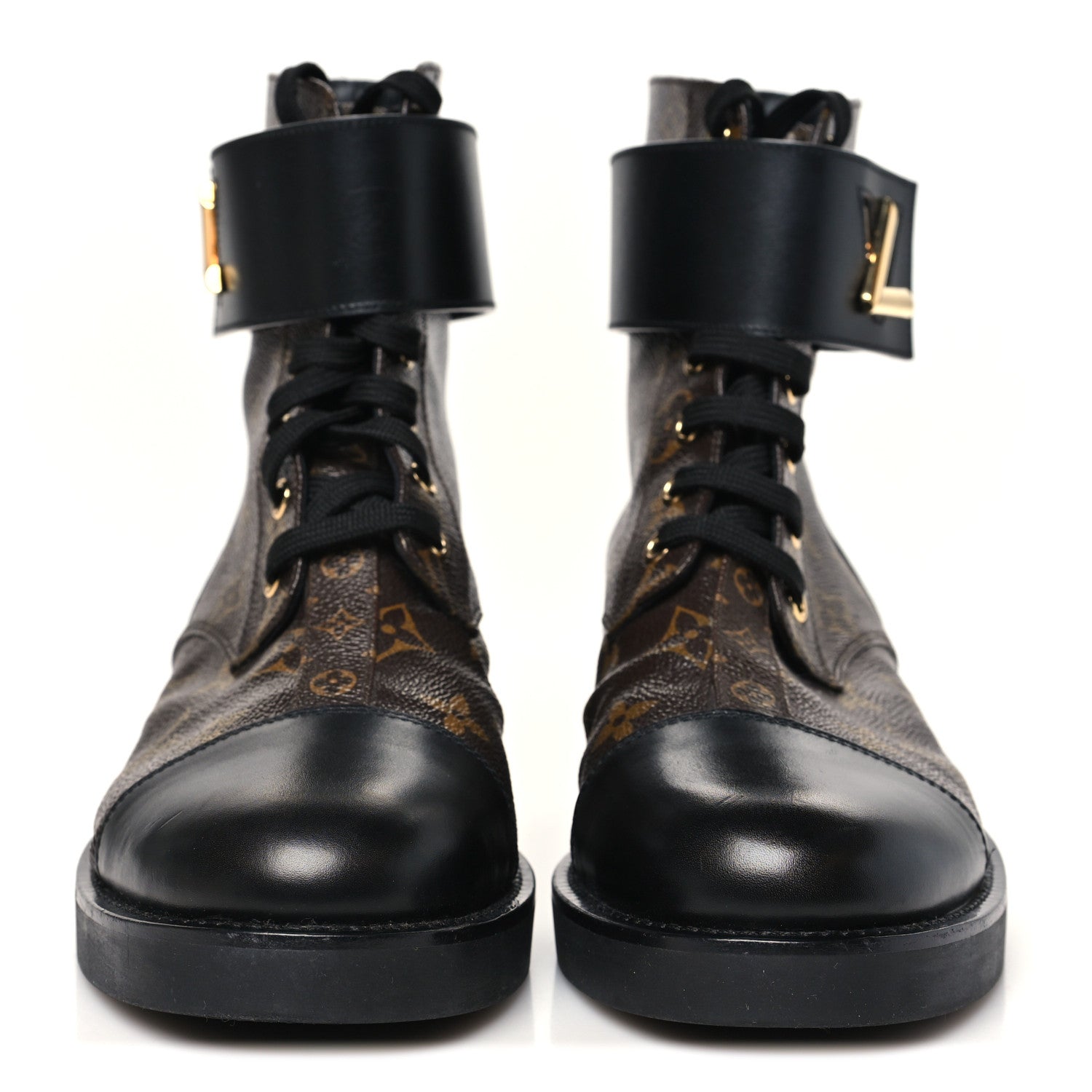 Louis Vuitton Calfskin Monogram Wonderland Flat Ranger Boots 40 Black 3 of 9