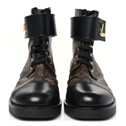 Louis Vuitton Calfskin Monogram Wonderland Flat Ranger Boots 40 Black 3 of 9