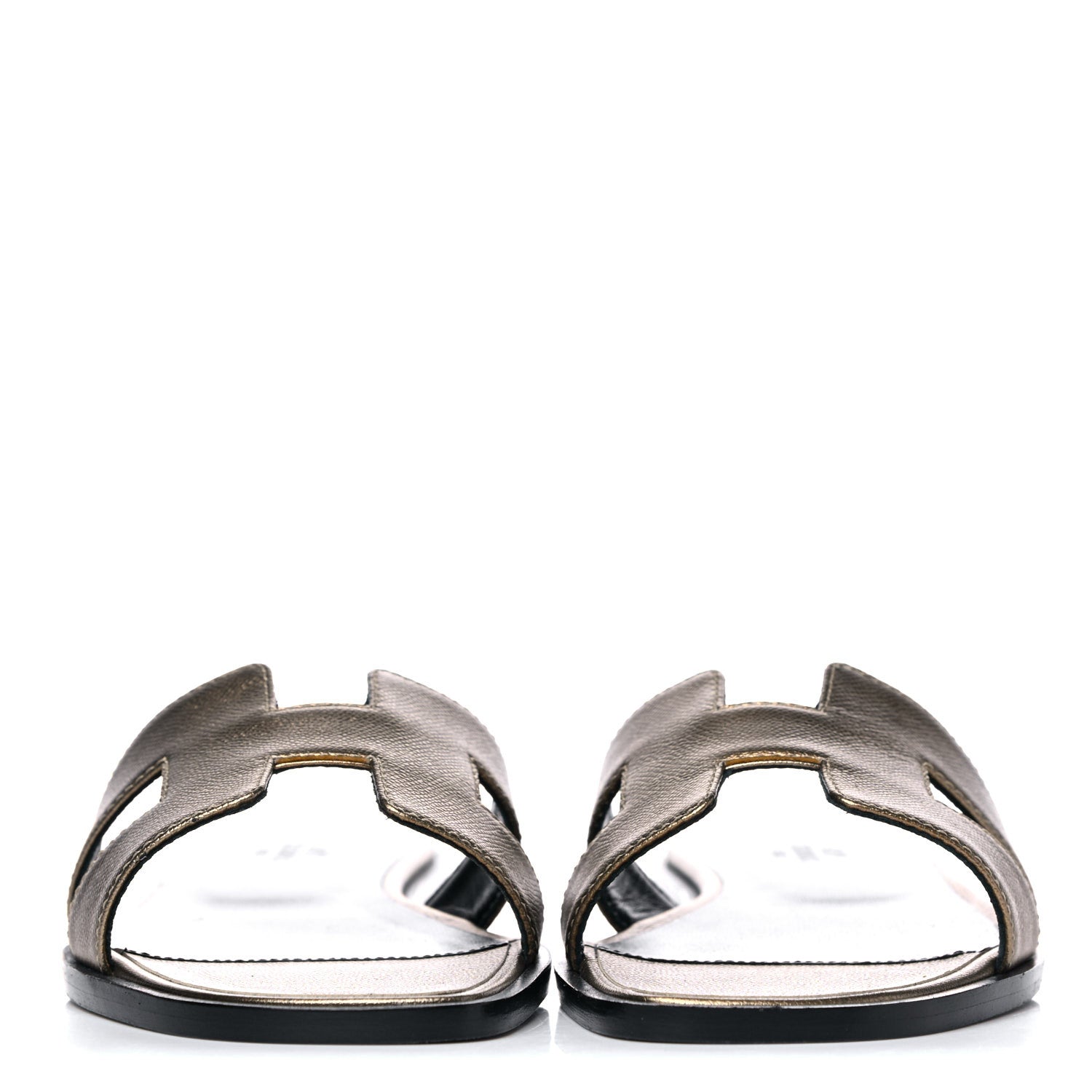 Hermes Metallic Epsom Oran Sandals 36 Vert Bronze 2 of 10