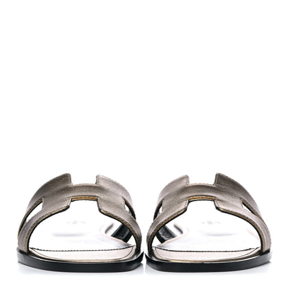 Hermes Metallic Epsom Oran Sandals 36 Vert Bronze 2 of 10