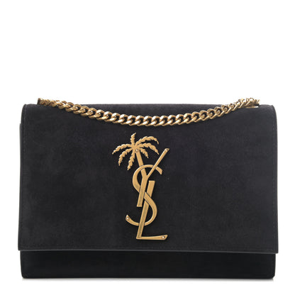 Saint Laurent Suede Small Classic Monogram Palm Tree Kate Satchel Black 1 of 5