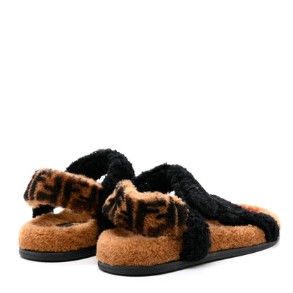 Fendi Shearling FF Fendi Feel Sandals 40 Tobacco Black 4 of 8