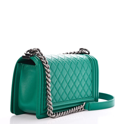 Chanel Lambskin Quilted Medium Boy Flap Green 3 of 8