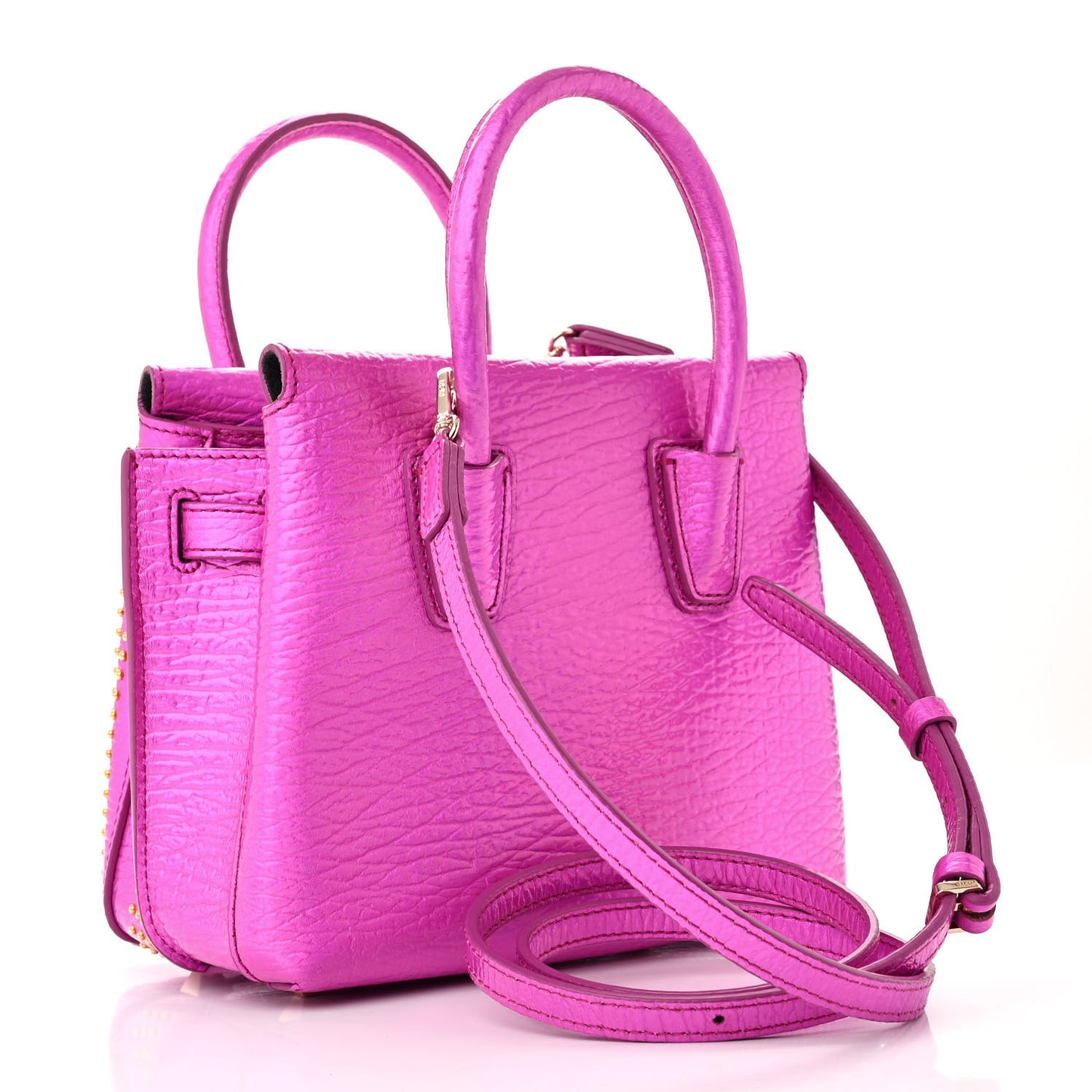 Metallic Calfskin Cyber Studs Mini Milla Tote Electric Pink