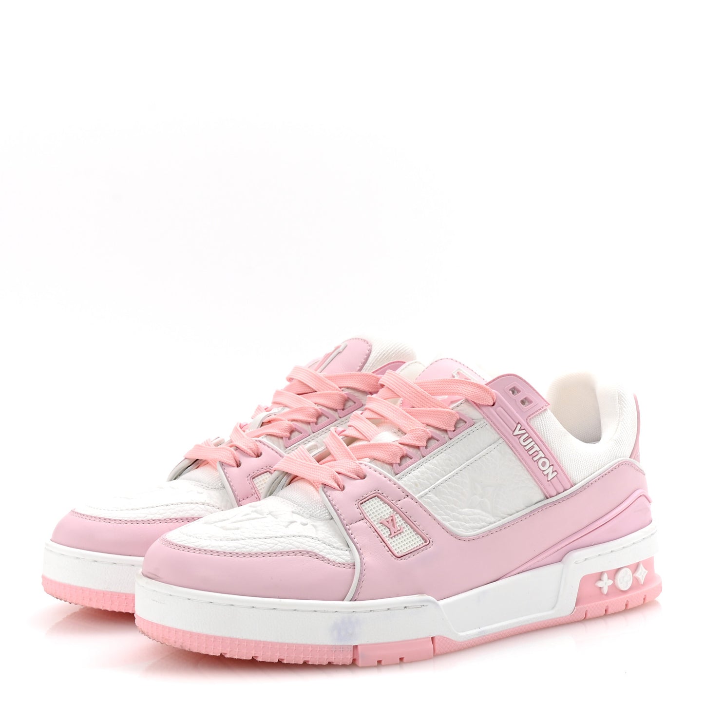 Calfskin Monogram Womens LV Trainer Sneakers 39.5 Light Pink