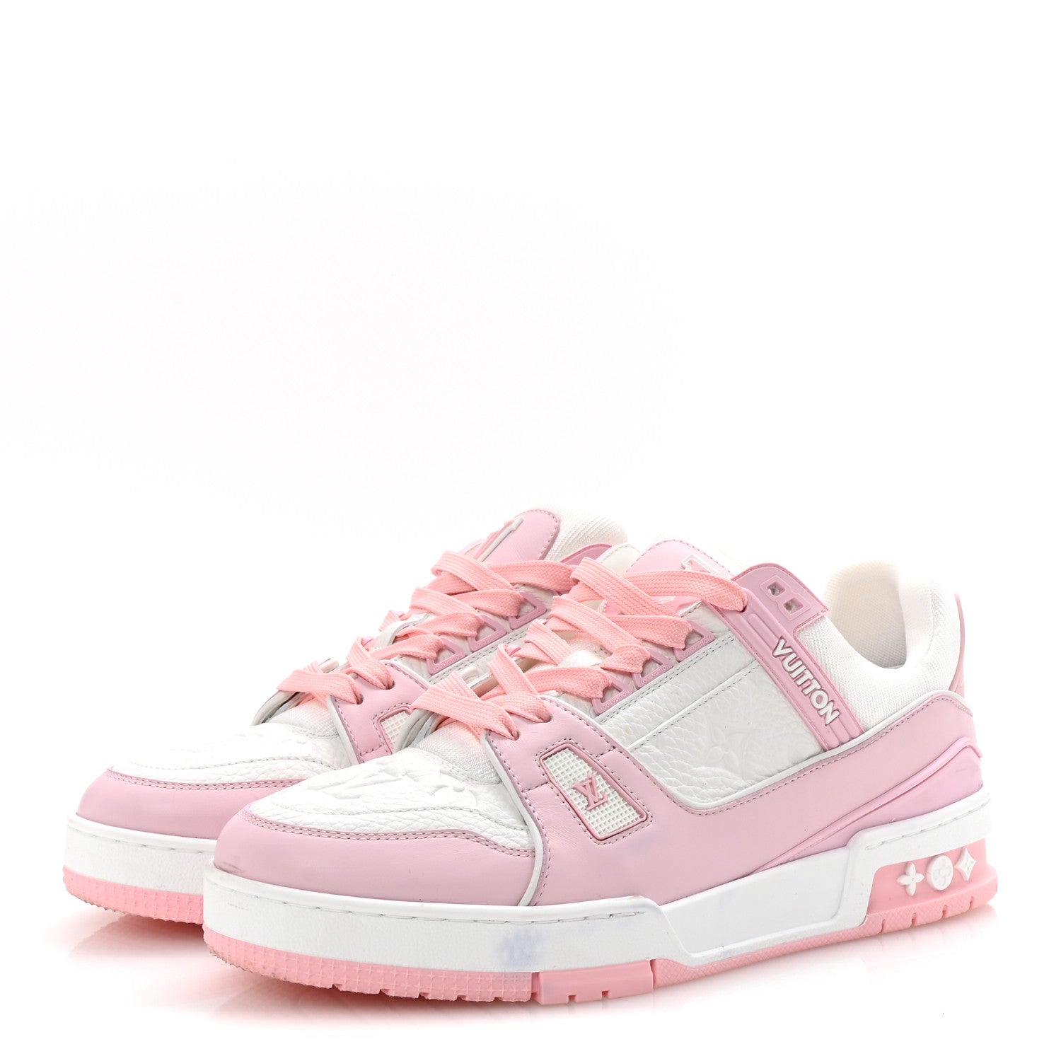 Louis Vuitton Calfskin Monogram Womens LV Trainer Sneakers 39.5 Light Pink 4 of 9
