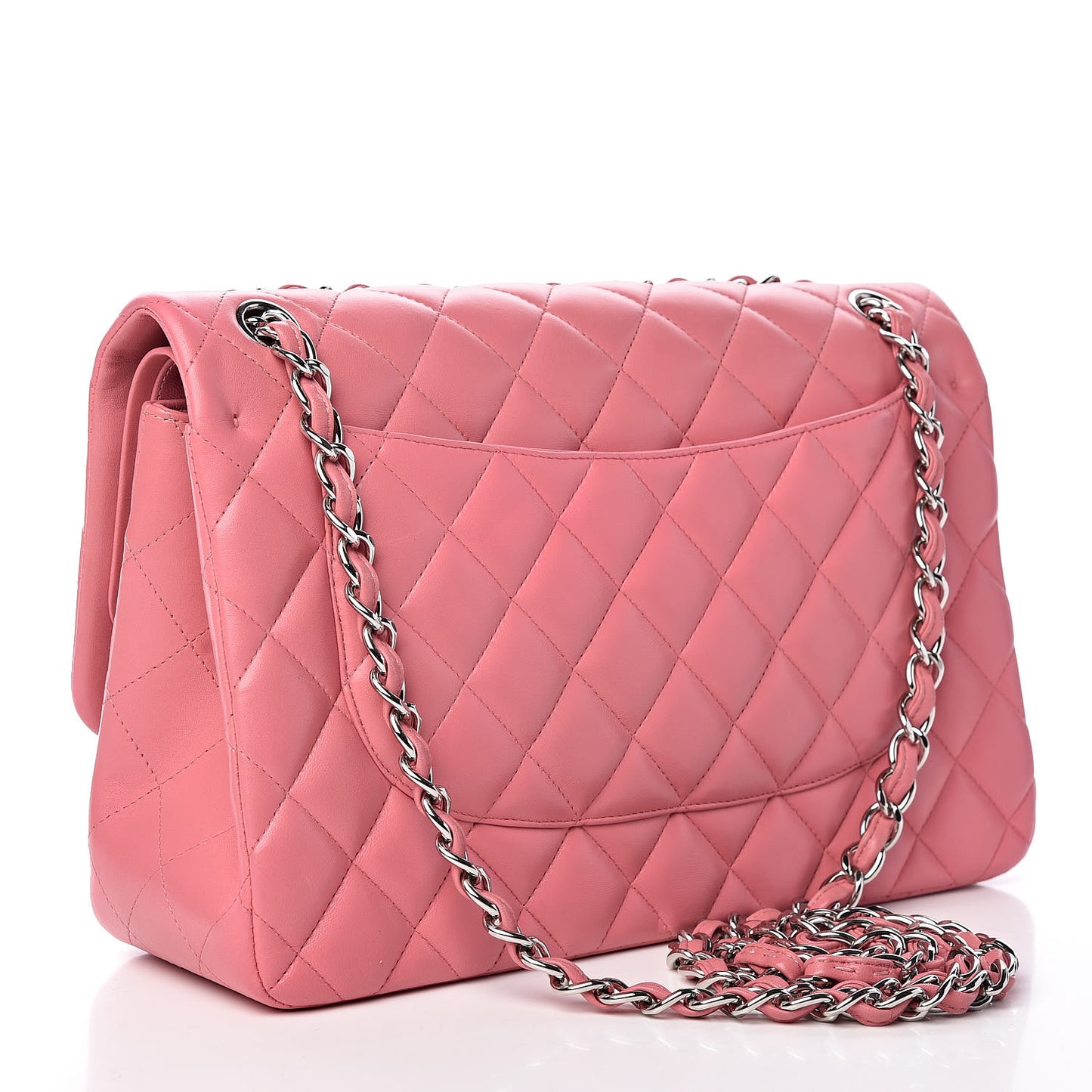 Lambskin Quilted Jumbo Double Flap Pink