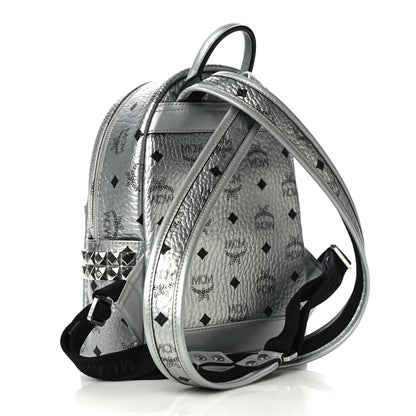 MCM Visetos Small Side Stud Stark Backpack Silver 3 of 9