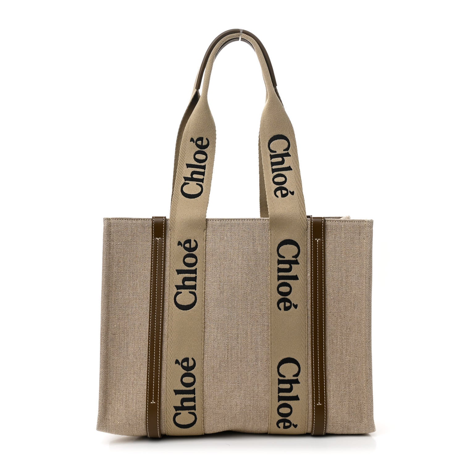 Chloe Linen Calfskin Medium Woody Ribbon Tote Bronze Brown 1 of 11
