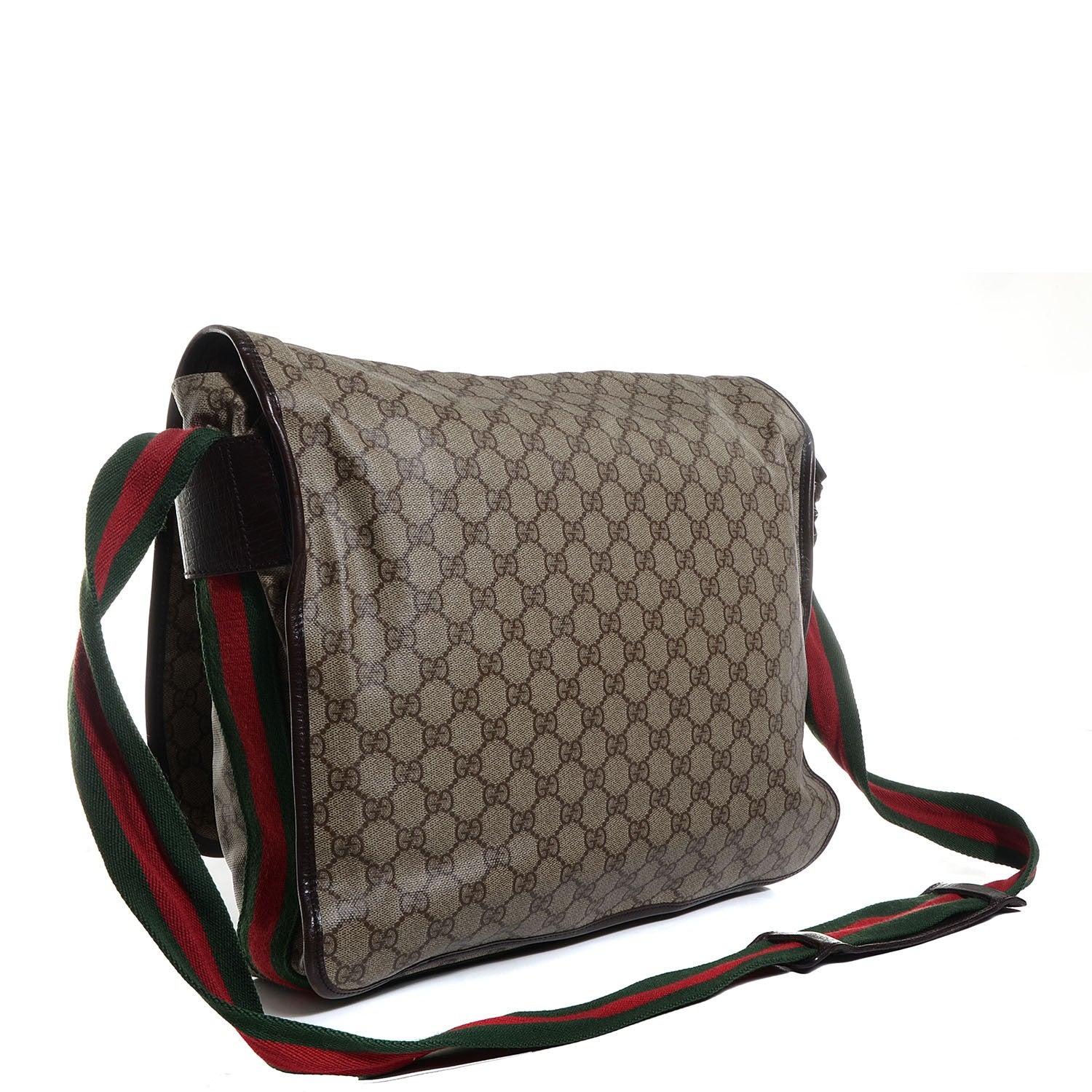 Gucci GG Plus Monogram Web Large Flap Messenger Bag Beige Dark Brown 3 of 9