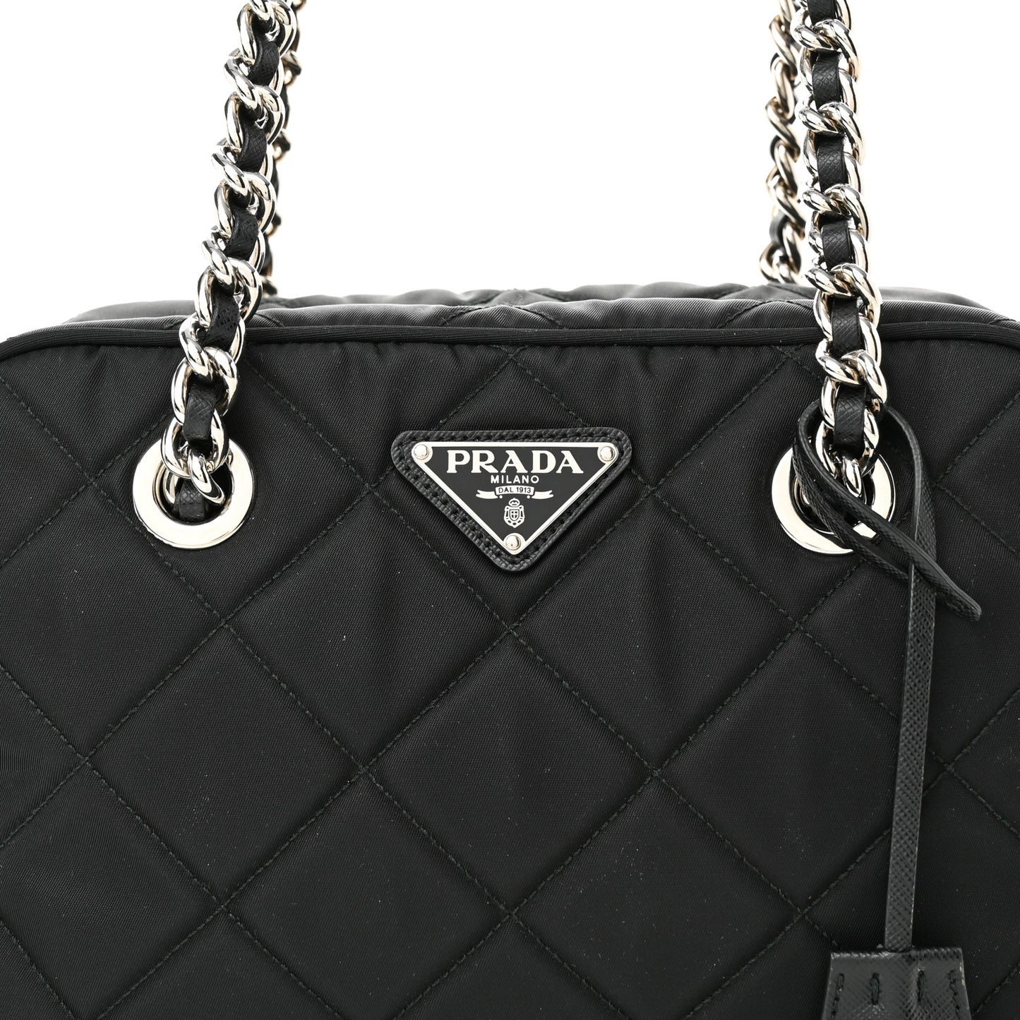 Nylon Tessuto Impuntu Quilted Shoulder Bag Black