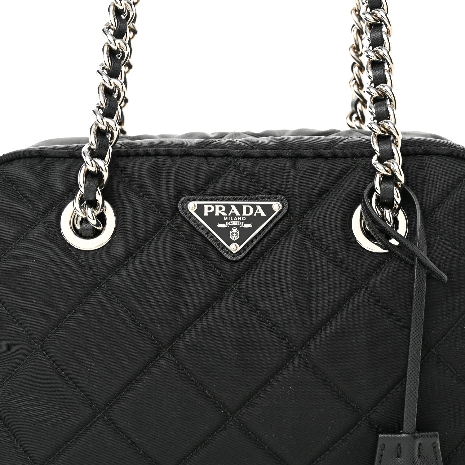 Prada Nylon Tessuto Impuntu Quilted Shoulder Bag Black 7 of 9