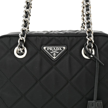 Prada Nylon Tessuto Impuntu Quilted Shoulder Bag Black 7 of 9