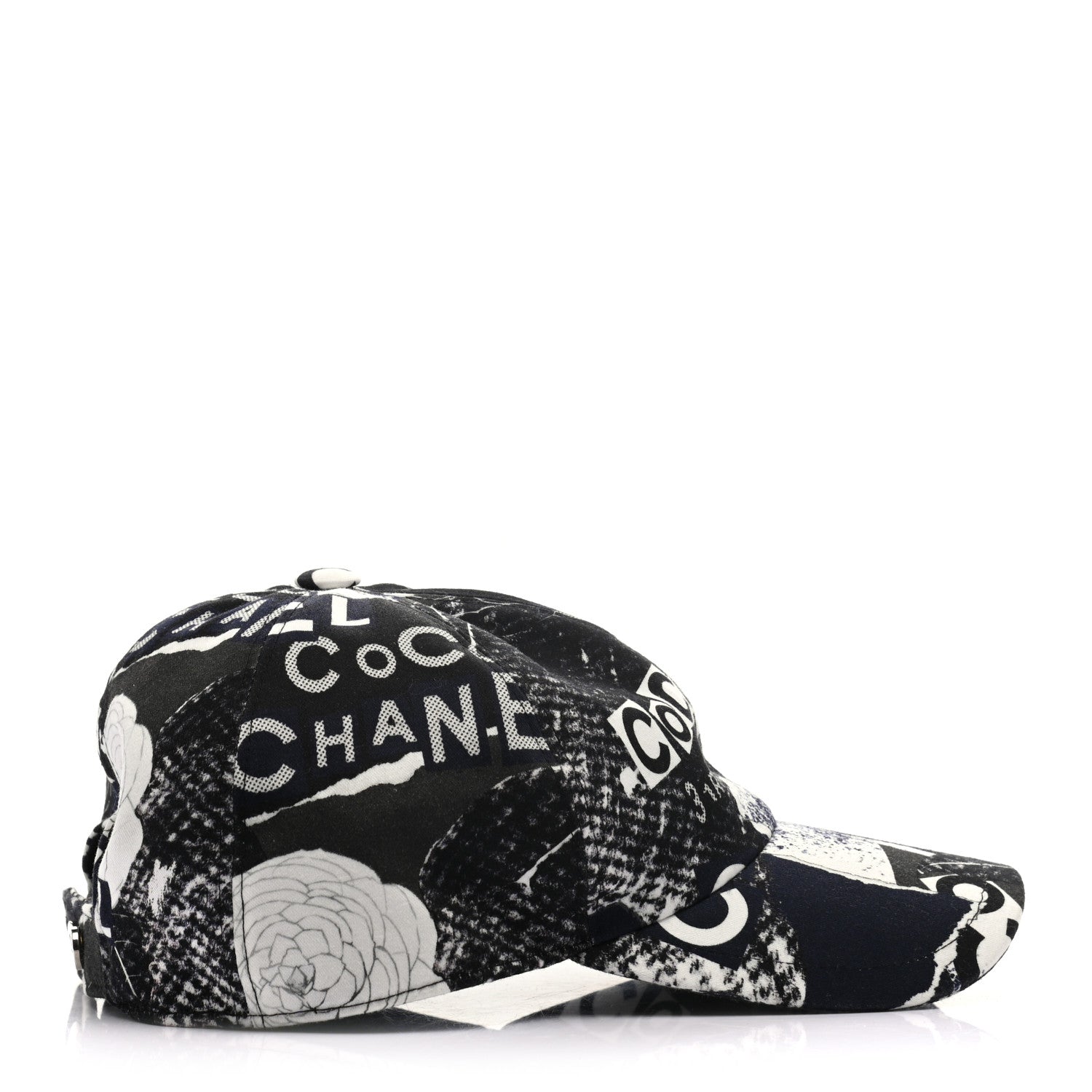 Chanel Cotton Coco Print Cap Hat Navy Black White 5 of 8